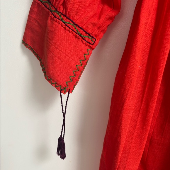 Mexican Embroidered Orange Blouse - Picture 4 of 4